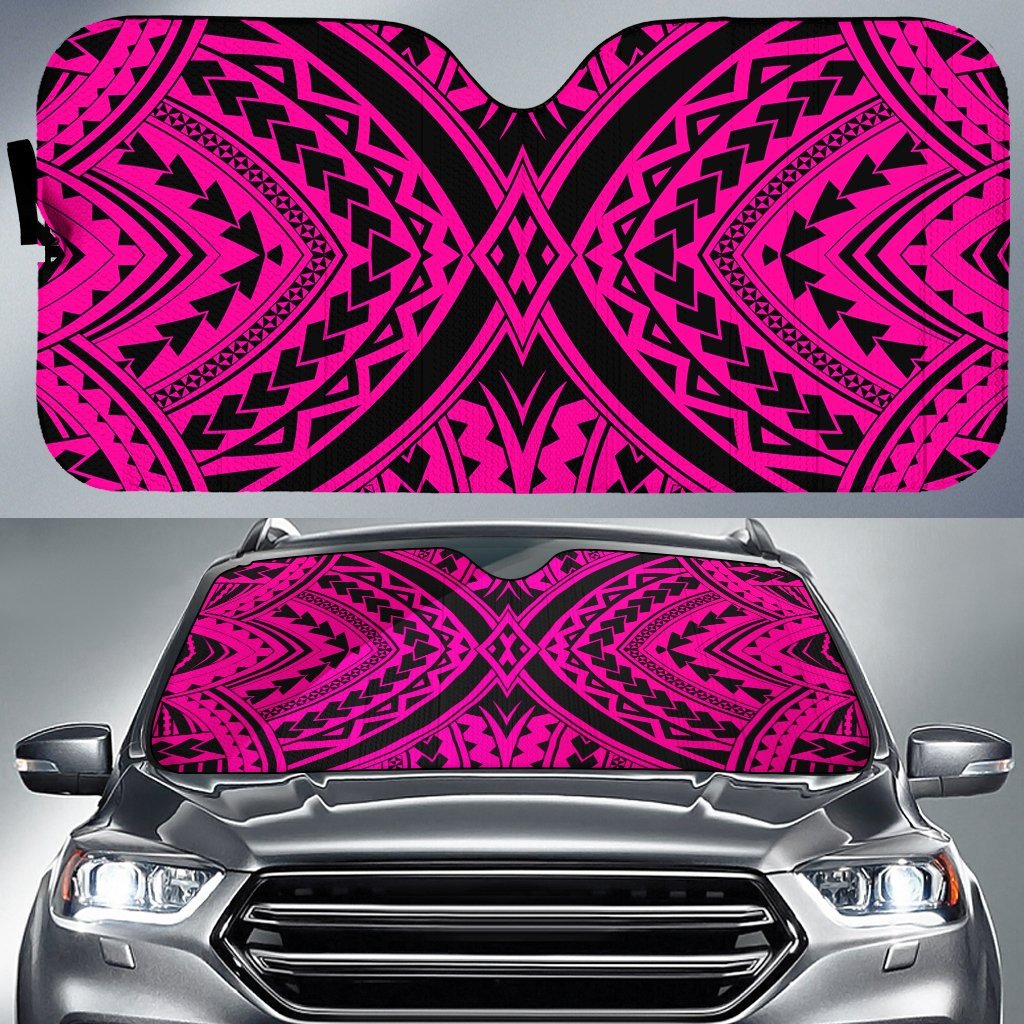 Polynesian Tradition Car Sun Shade Auto Sun Shade Universal Fit Pink - Polynesian Pride