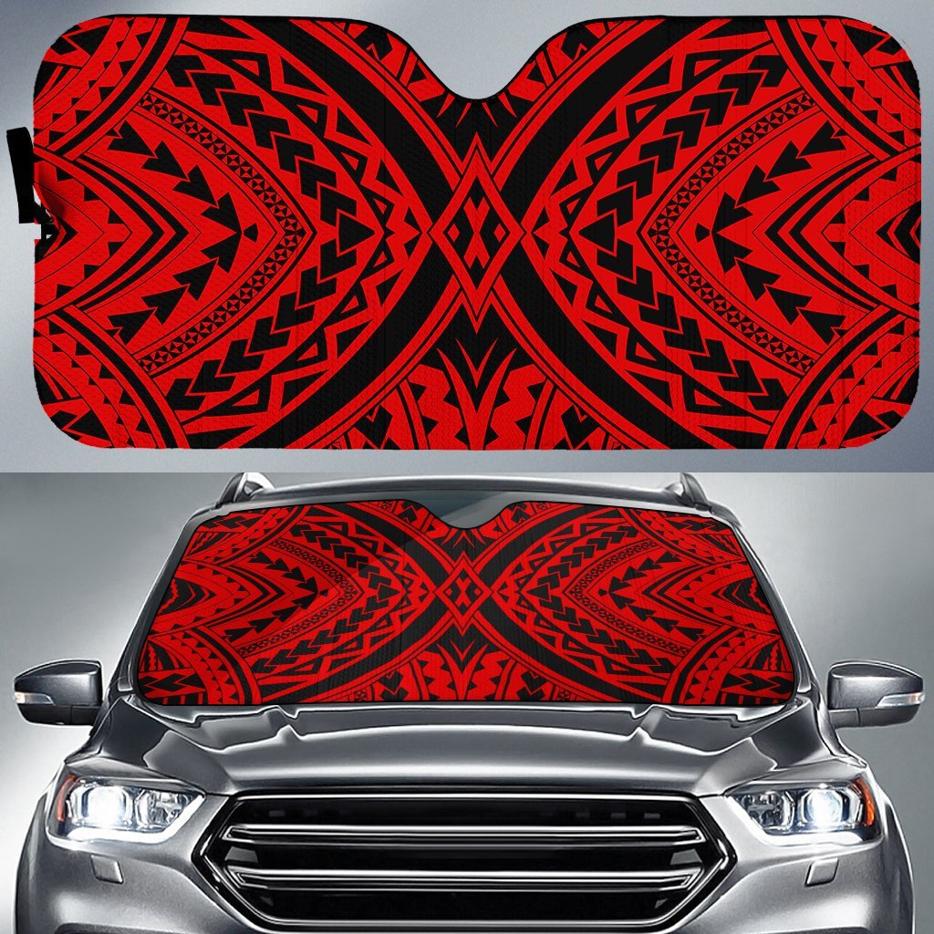 Polynesian Tradition Car Sun Shade Auto Sun Shade Universal Fit Red - Polynesian Pride
