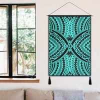 Polynesian Tradition Turquoise Hanging Poster - AH Hanging Poster 50 x 75 cm Cotton And Linen - Polynesian Pride
