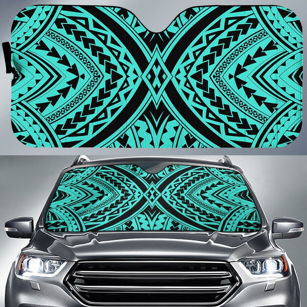 Polynesian Tradition Car Sun Shade Auto Sun Shade Universal Fit Turquoise - Polynesian Pride