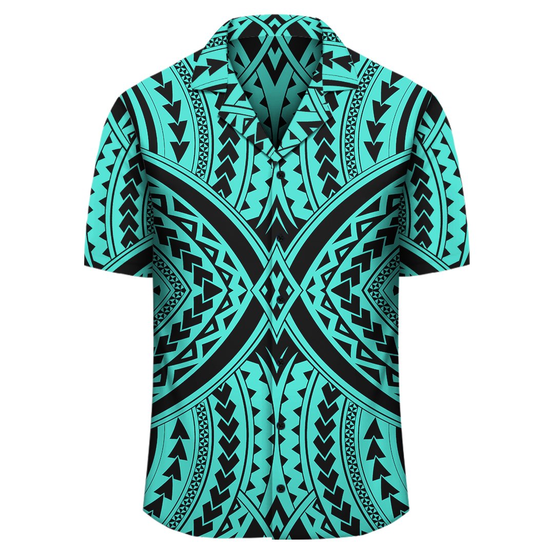 Polynesian Tradition Turquoise Hawaiian Shirt - Polynesian Pride