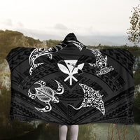 Polynesian Turtle Hammerhead Shark Ray Kanaka Hawaii Hooded Blanket Circle - AH - Polynesian Pride