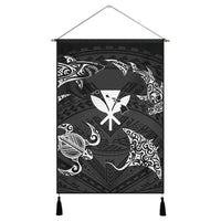 Polynesian Turtle Hammerhead Shark Ray Kanaka Hawaii Hanging Poster Circle - AH Hanging Poster Cotton And Linen - Polynesian Pride