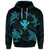 Custom Polynesian Turtle Hammerhead Shark Ray Kanaka Hawaii Hoodie Circle Blue - Polynesian Pride