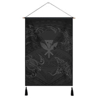Polynesian Turtle Hammerhead Shark Ray Kanaka Hawaii Hanging Poster Circle Grey - AH Hanging Poster Cotton And Linen - Polynesian Pride
