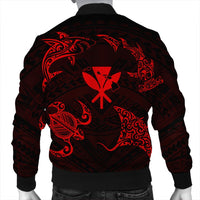 Polynesian Turtle Hammerhead Shark Ray Kanaka Hawaii Bomber Jacket Circle Red - AH - Polynesian Pride