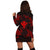 Polynesian Turtle Hammerhead Shark Ray Kanaka Hawaii Hoodie Dress Circle Red - AH - Polynesian Pride