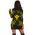 Polynesian Turtle Hammerhead Shark Ray Kanaka Hawaii Hoodie Dress Circle Yellow - AH - Polynesian Pride