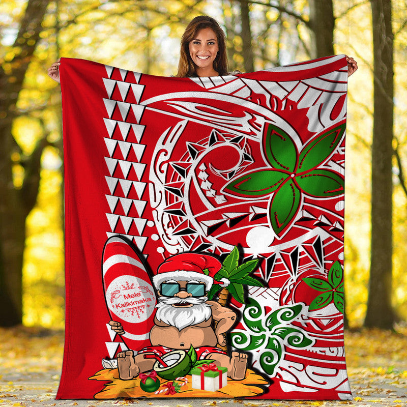 Hawaii Mele Kalikimaka Santa Claus Beach Premium Blanket LT6 - Polynesian Pride