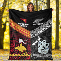 New Zealand And Papua New Guinea Premium Blanket Together - Black LT8 - Polynesian Pride