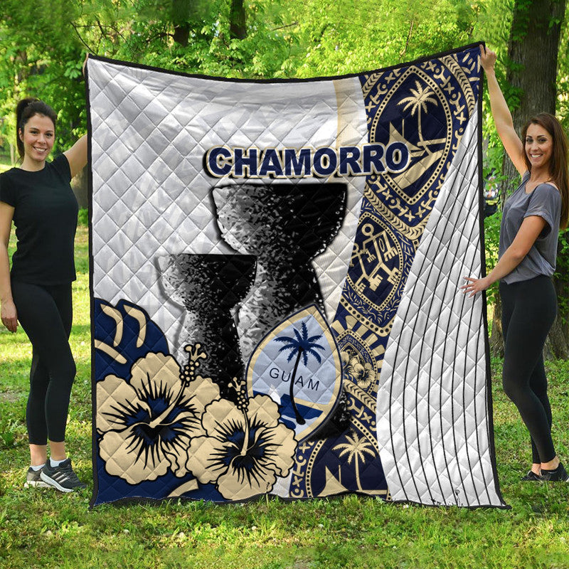 Guam Chamorro Premium Quilt White Style LT6 white - Polynesian Pride