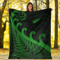 New Zealand Rugby Maori Premium Blanket Silver Fern Koru Vibes - Green LT8 - Polynesian Pride