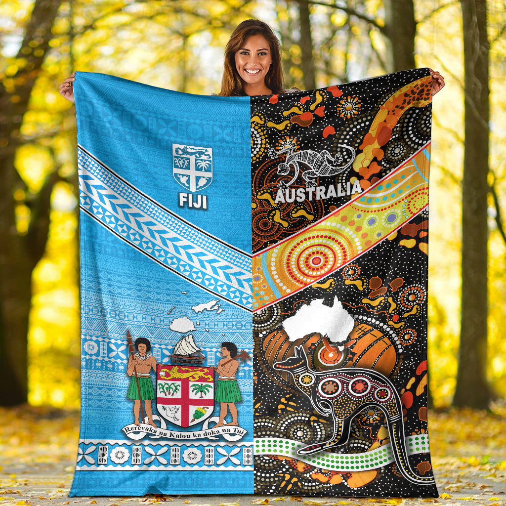 Australia Aboriginal And Fiji Tapa Premium Blanket Together LT8 - Polynesian Pride