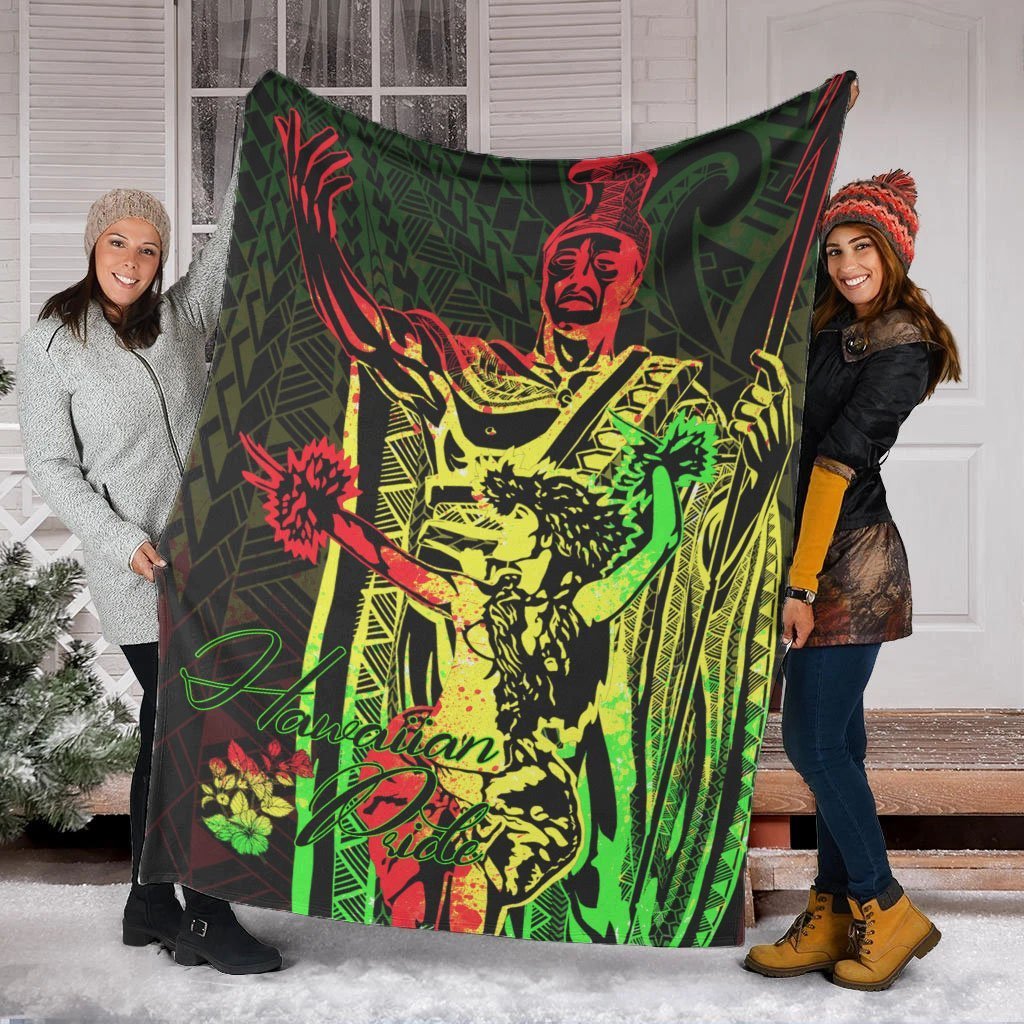 Hawaii Premium Blanket - King Of Hawaii With Hawaiian Girls Reggae Version - Polynesian Pride