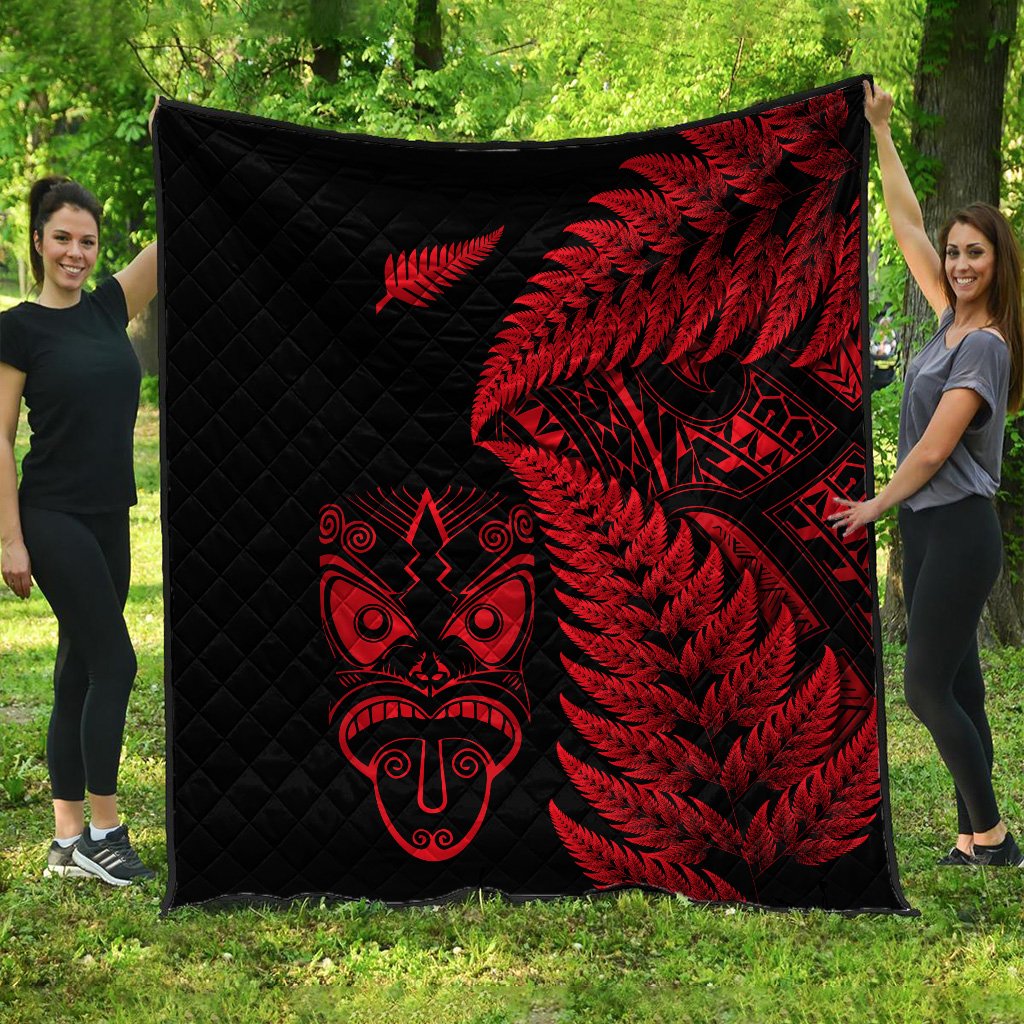 New Zealand Haka Rugby Maori Premium Quilt Silver Fern Vibes - Red LT8 - Polynesian Pride