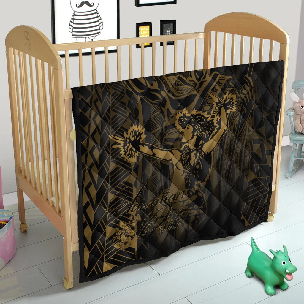 Hawaii Premium Quilt - King Of Hawaii With Hawaiian Girls Yellow Version - Polynesian Pride