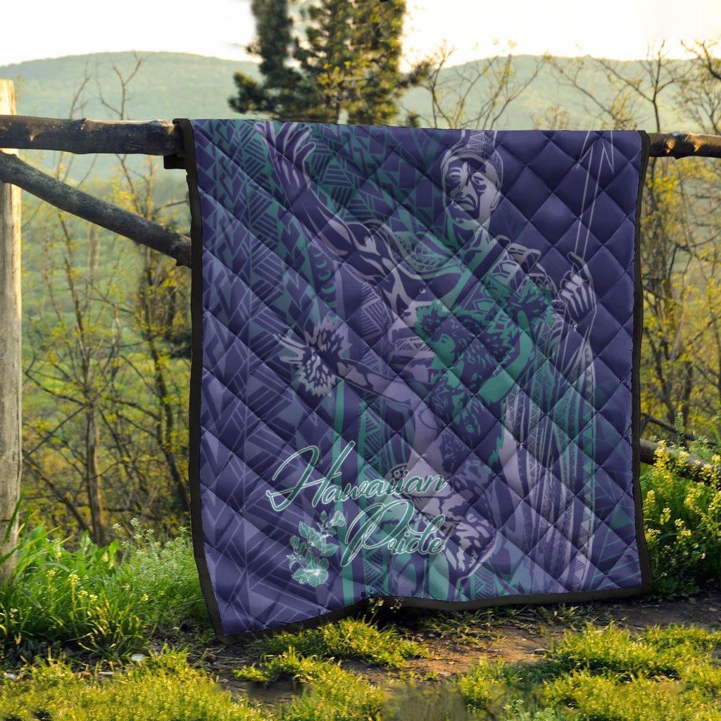 Hawaii Premium Quilt - King Of Hawaii With Hawaiian Girls Purple Version - Polynesian Pride