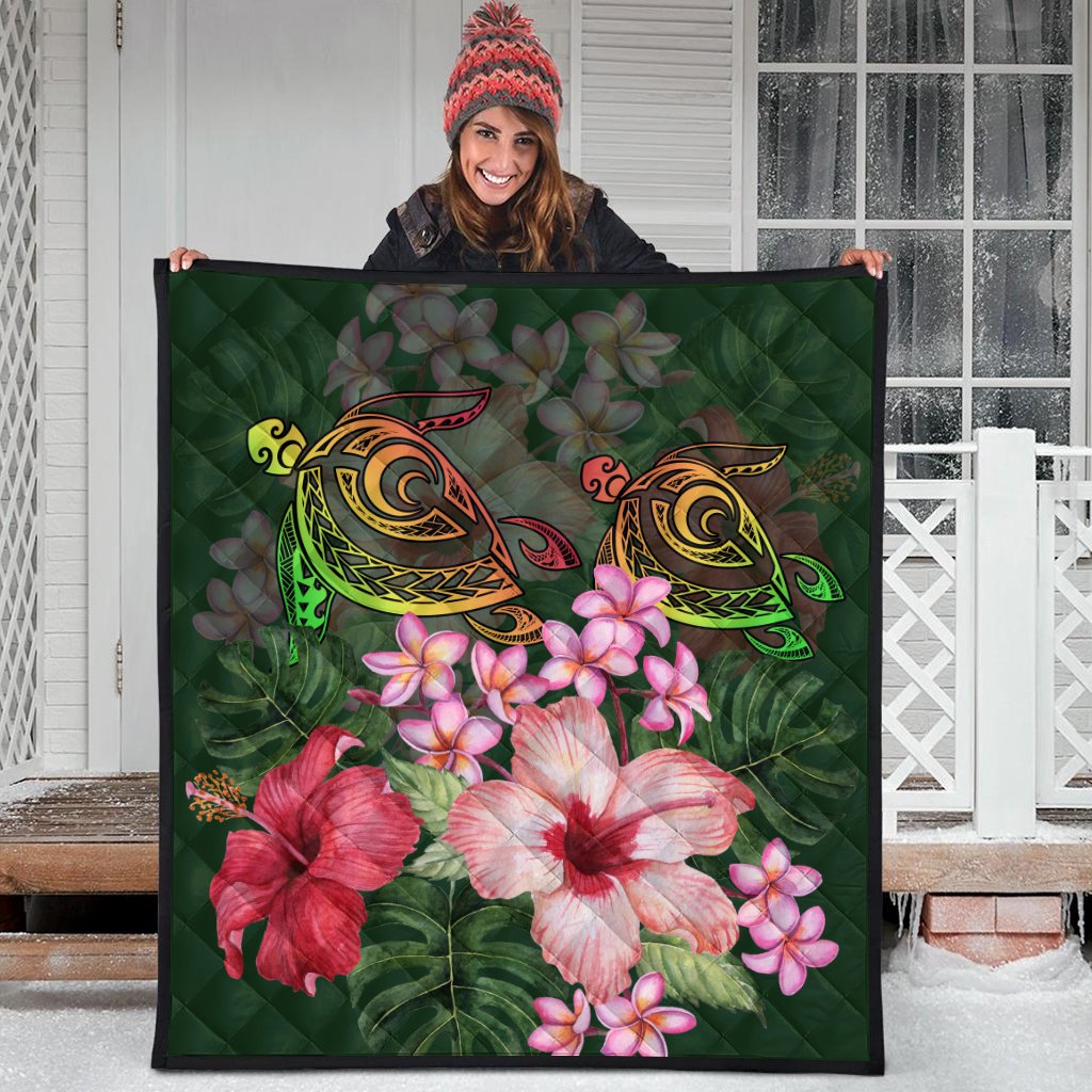 Hawaii Turtle Tropical Flower Premium Quilt - Deni Style - AH - Polynesian Pride