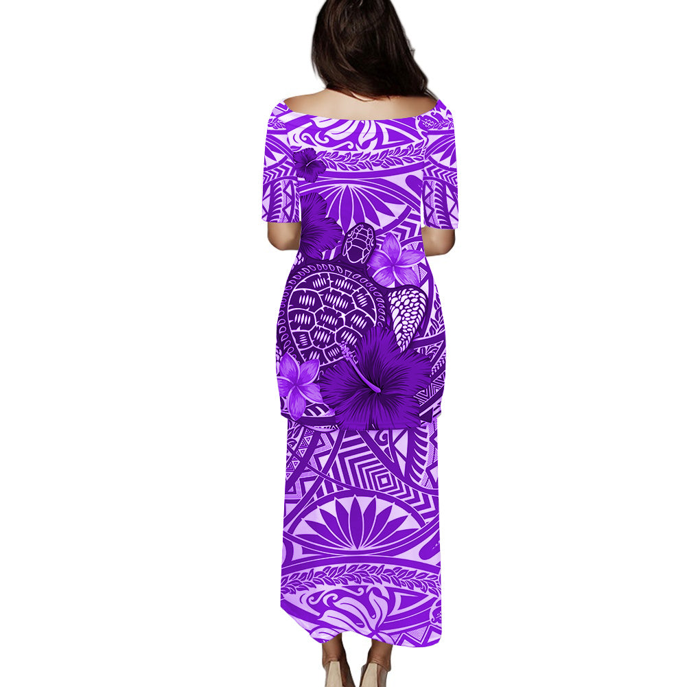Polynesian Puletasi Dress Hibiscus With Sea Turtle Ver.02 LT14 - Polynesian Pride