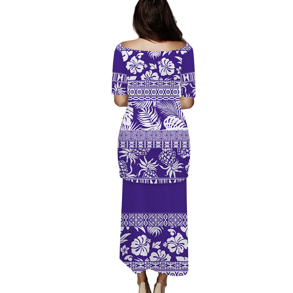 Polynesian Puletasi Dress Hibiscus Tropical Leaves Pattern Ver.05 LT14 - Polynesian Pride