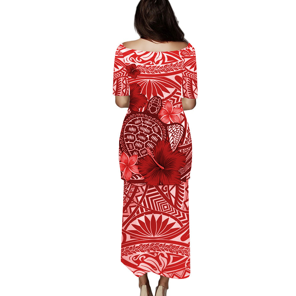Polynesian Puletasi Dress Hibiscus With Sea Turtle Ver.03 LT14 - Polynesian Pride