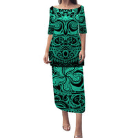 Polynesian Pride Puletasi Dress Polynesian Special Symbol Ver.02 LT14 Turquoise - Polynesian Pride