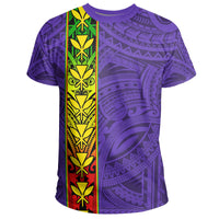 Hawaii Kanaka Flag Polynesian T Shirt Kanaka Maoli Spirit Purple - Polynesian Pride