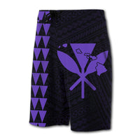 Hawaii Kakau Polynesian Kanaka Map Board Shorts - Purple - Polynesian Pride