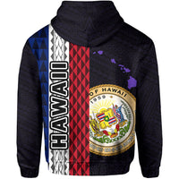 Polynesian Kakau Hawaii Flag Seal of Hawaii Zip Hoodie Purple - Polynesian Pride