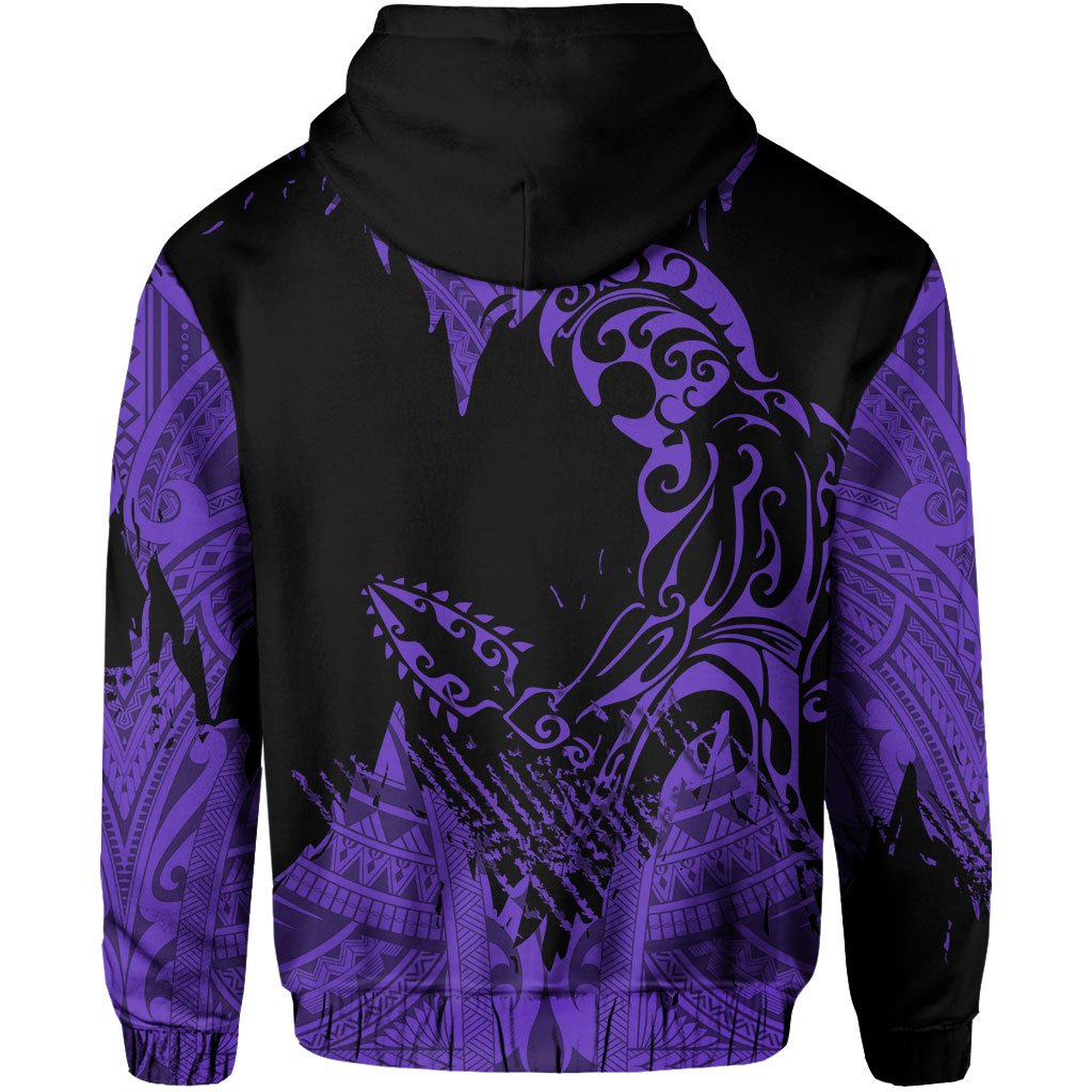 Hawaii Polynesian Hoodie Warrior Ikaika Benjamin Style Purple - Polynesian Pride