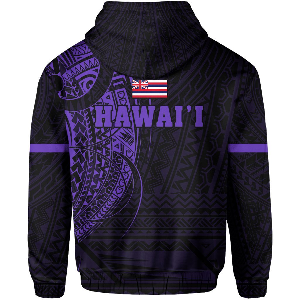 Polynesian Kakau Kanaka Flag of Hawaii Hoodie Purple - Polynesian Pride