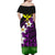 Hawaii Off Shoulder Dress - Banana Leaf With Plumeria Flowers Purple - LT12 - Polynesian Pride