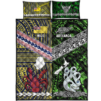 New Zealand And Niue Quilt Bed Set Together - Green LT8 - Polynesian Pride