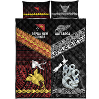 New Zealand And Papua New Guinea Quilt Bed Set Together - Black LT8 - Polynesian Pride