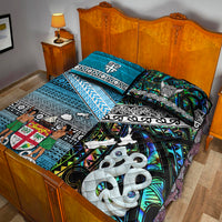 New Zealand And Fiji Quilt Bed Set Together - Paua Shell LT8 - Polynesian Pride