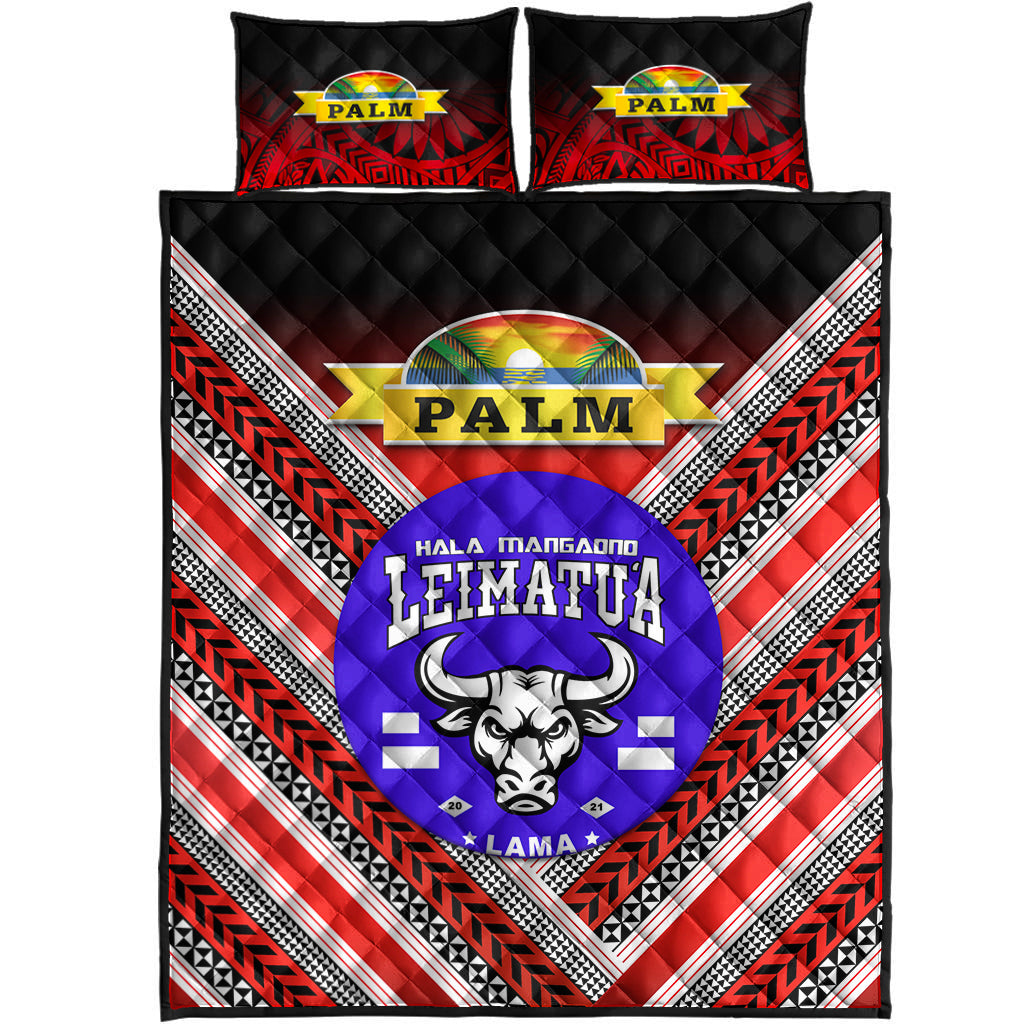 Mate Ma'a Tonga Quilt Bed Set Leimatu'a Bulls Creative Style - Red NO.1 LT8 - Polynesian Pride