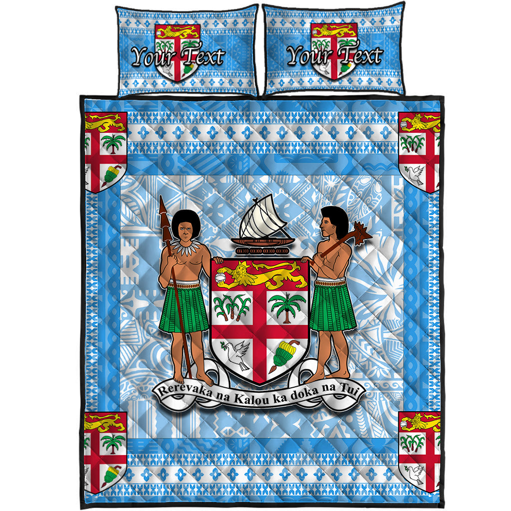 (Custom Personalised) Fiji Quilt Bed Set Blue Style No.1 LT6 - Polynesian Pride