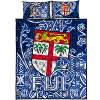 Fiji Quilt Bed Set Tapa Patterns Blue And White Style LT6 - Polynesian Pride