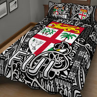 Fiji Quilt Bed Set Tapa Patterns Black And White Style LT6 - Polynesian Pride