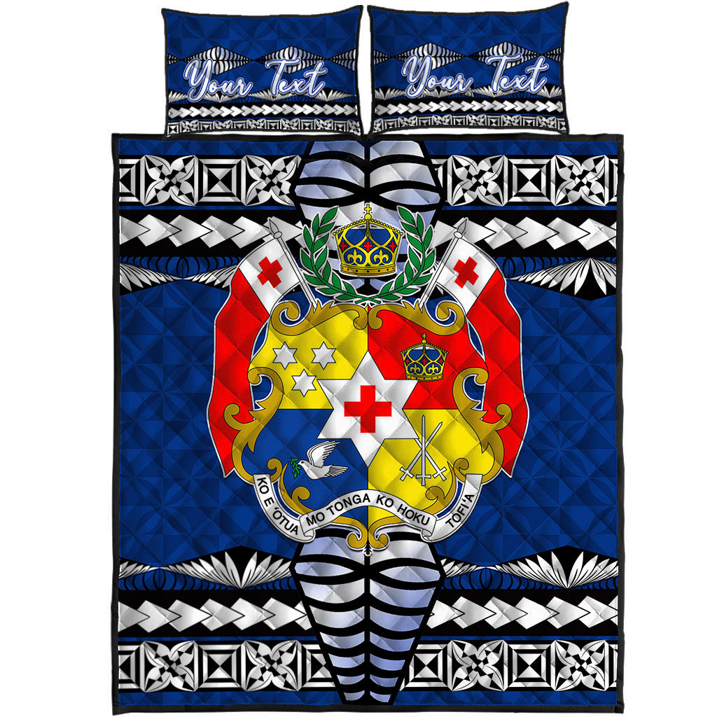 (Custom Personalised) Tonga Ngatu Quilt Bed Set Blue Style LT6 - Polynesian Pride