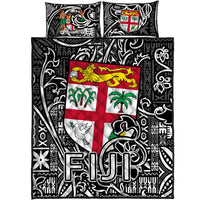 Fiji Quilt Bed Set Tapa Patterns Black And White Style LT6 - Polynesian Pride