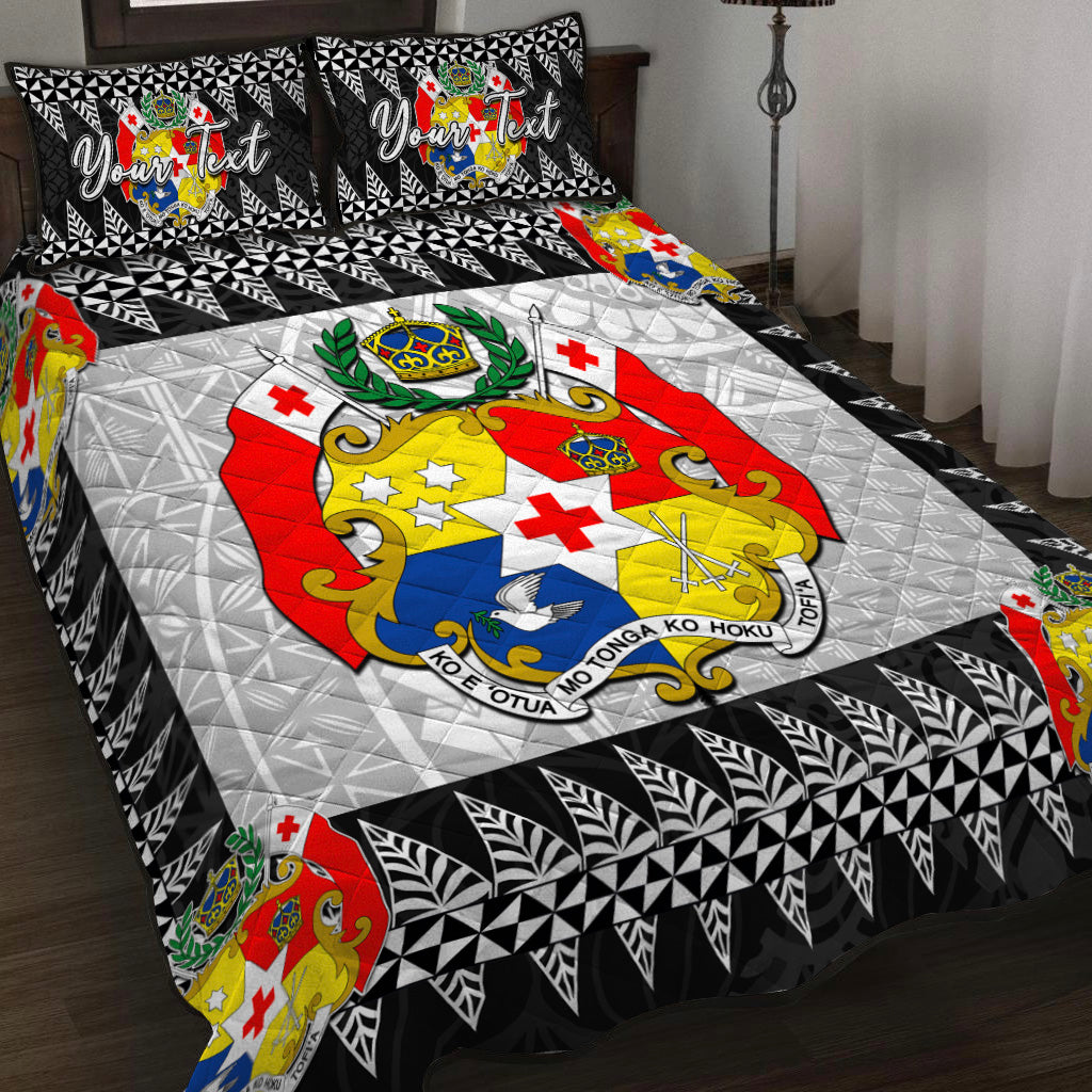 (Custom Personalised) Tonga Quilt Bed Set Black Style LT6 Black - Polynesian Pride