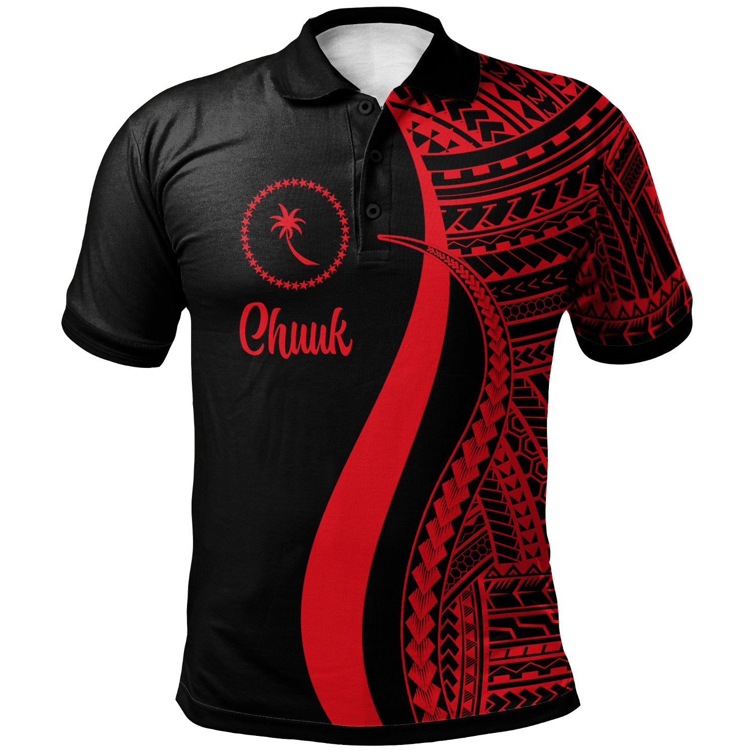 Chuuk Polo Shirt Red Polynesian Tentacle Tribal Pattern Unisex Red - Polynesian Pride