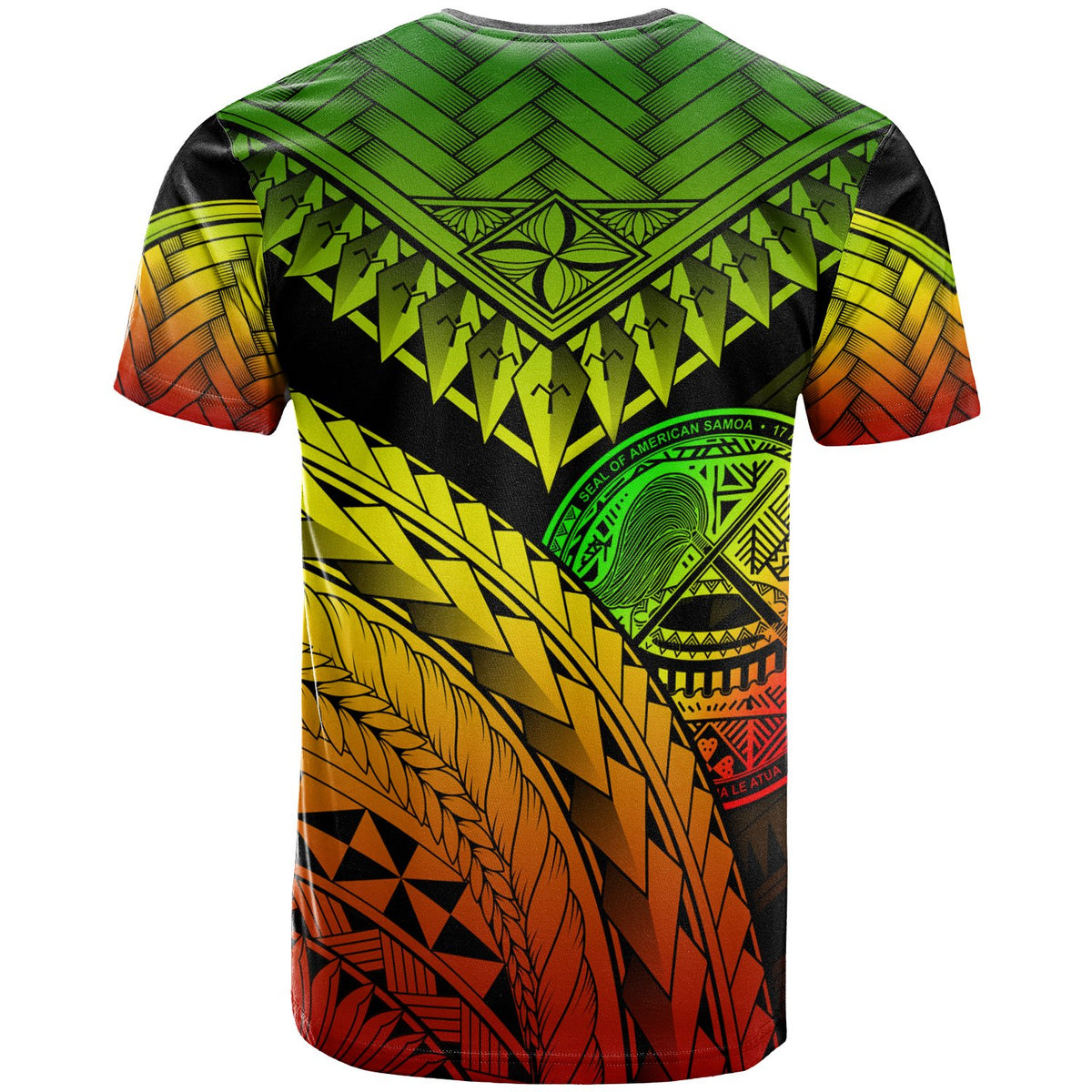 American Samoa Custom T Shirt Reggae Polynesian Necklace and Lauhala - Polynesian Pride