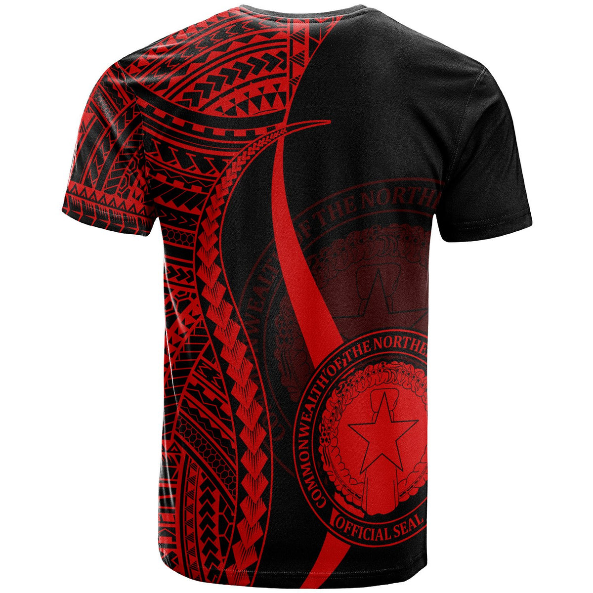 Northern Mariana Islands T Shirt Red Polynesian Tentacle Tribal Pattern - Polynesian Pride