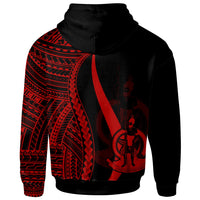 Vanuatu Hoodie Red Tentacle Tribal Pattern - Polynesian Pride