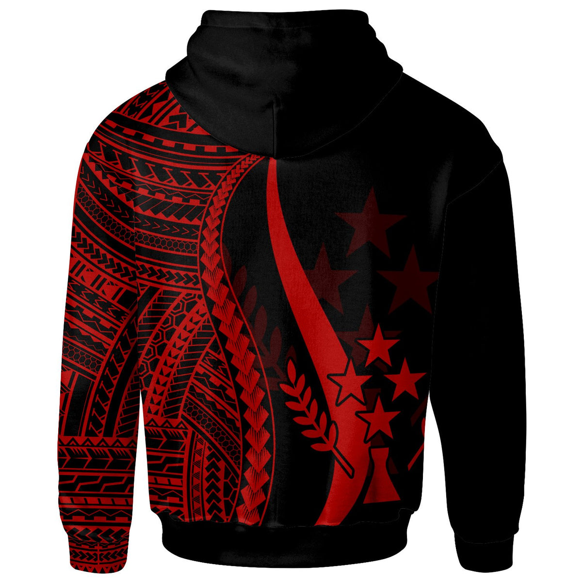 Kosrae Hoodie Red Tentacle Tribal Pattern - Polynesian Pride