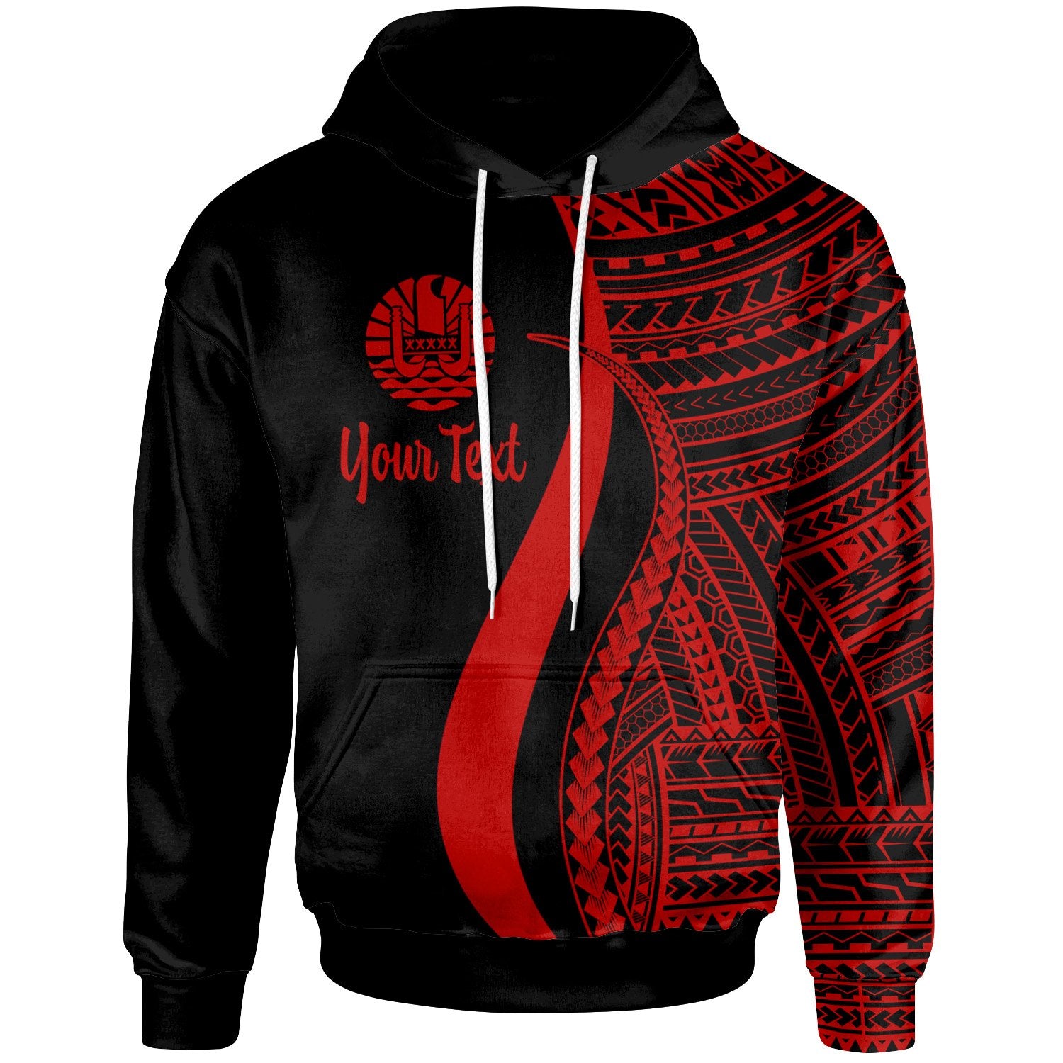 Tahiti Custom Hoodie Red Tentacle Tribal Pattern Unisex Red - Polynesian Pride