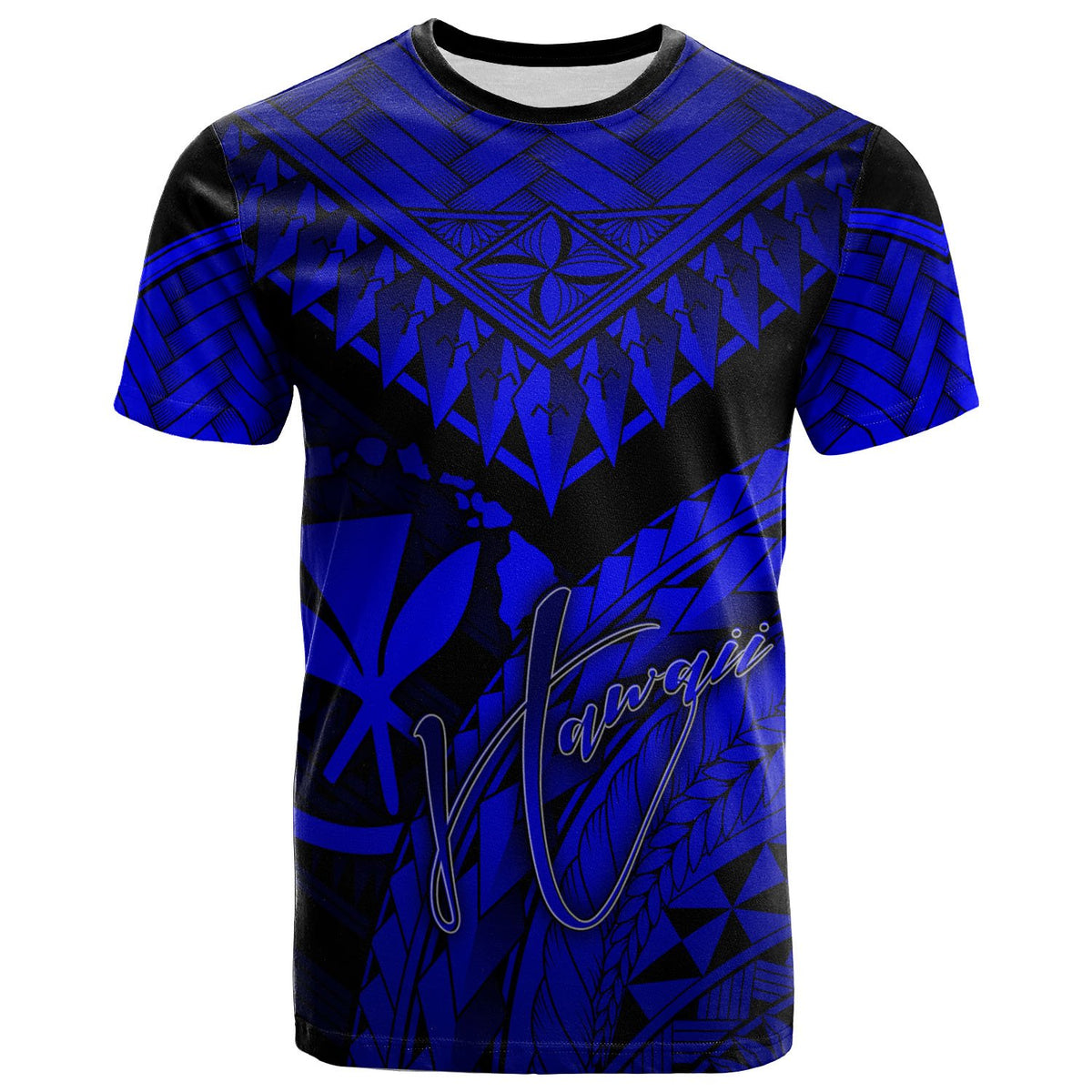 Hawaii Polynesian T Shirt Royal Blue Polynesian Necklace and Lauhala Unisex Art - Polynesian Pride
