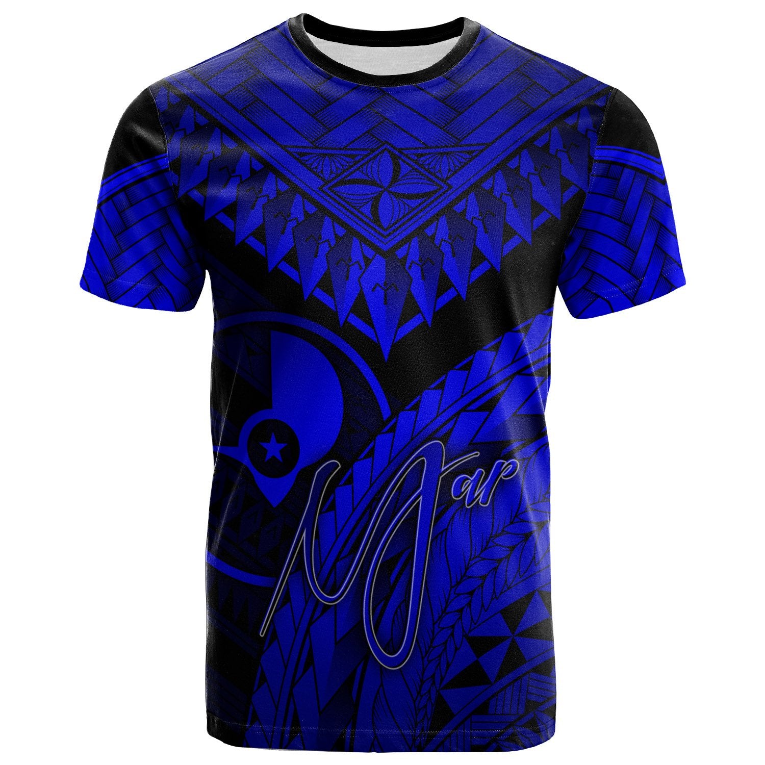 Yap T Shirt Royal Blue Polynesian Necklace and Lauhala Unisex Art - Polynesian Pride